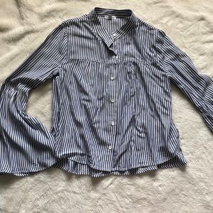 Striped Bell Sleeve Button Up